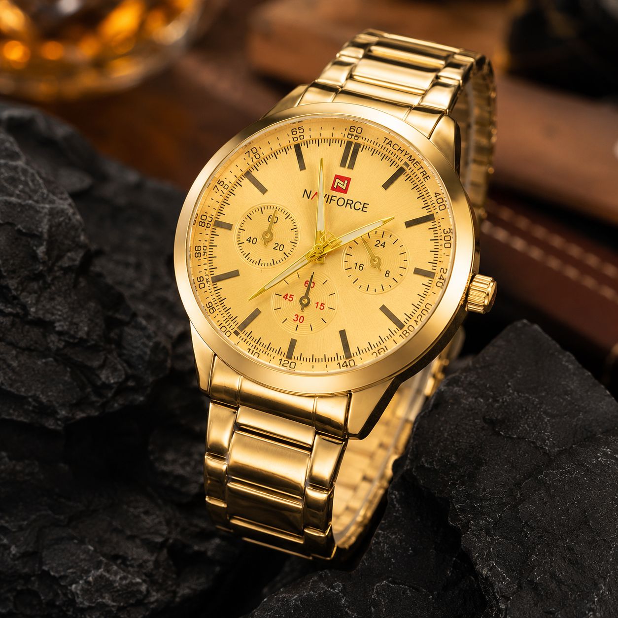 NAVIFORCE NF9214 Golden Edition Golden display Watch For Men