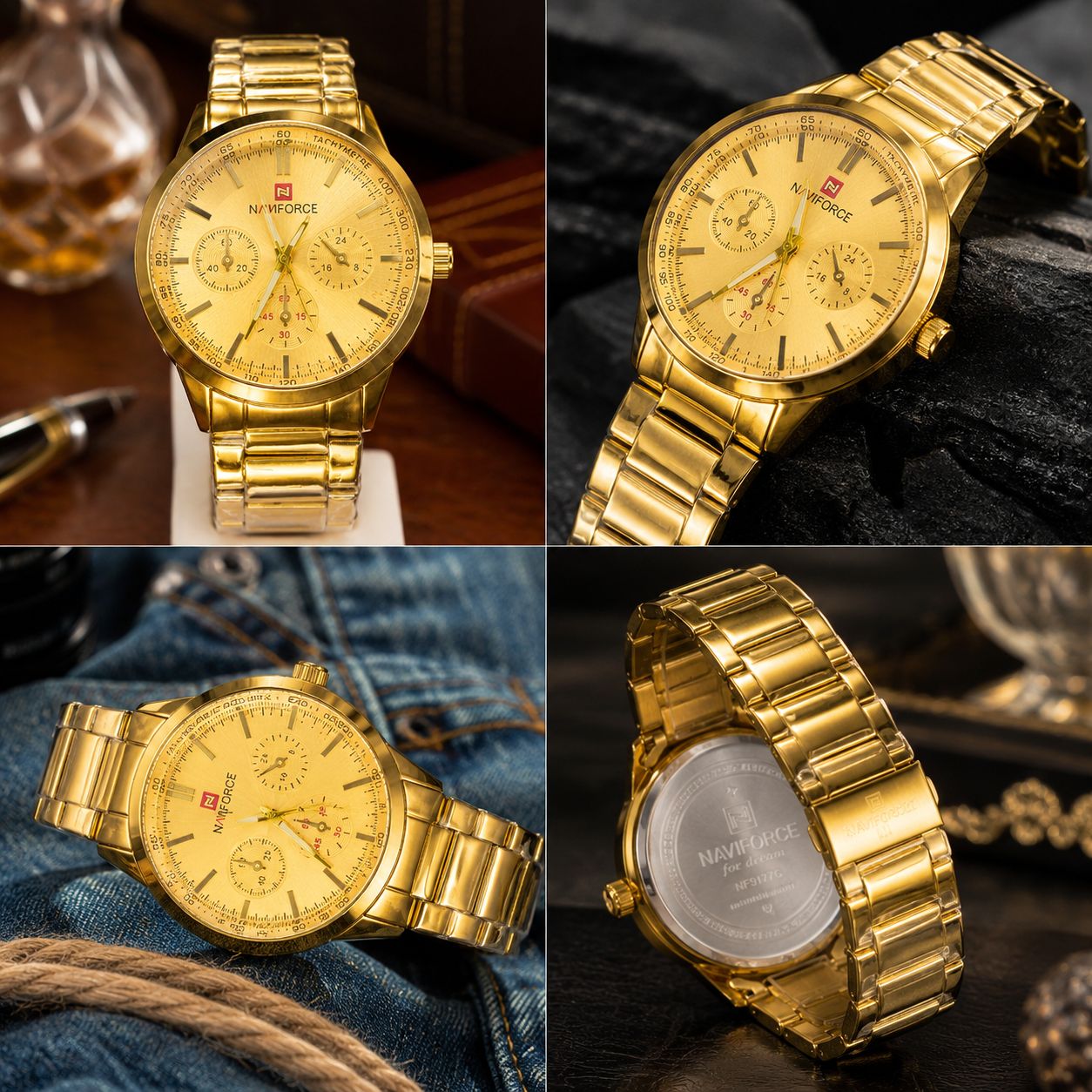 NAVIFORCE NF9214 Golden Edition Golden display Watch For Men